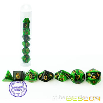 Bescon mini dois tons Polyedral RPG DICE Conjunto de 10 mm, conjunto pequeno de dados D4-D20 no tubo